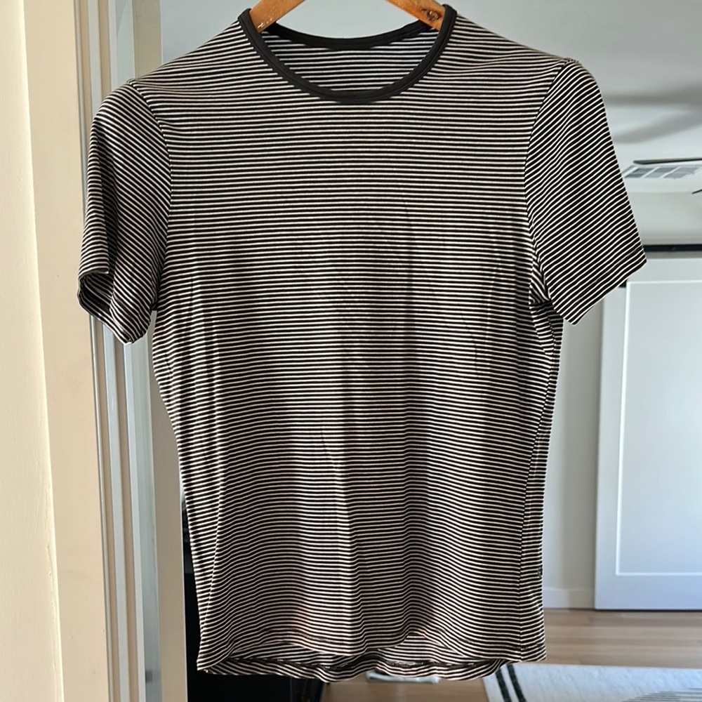 Lululemon Black and White Striped Men's Shirt